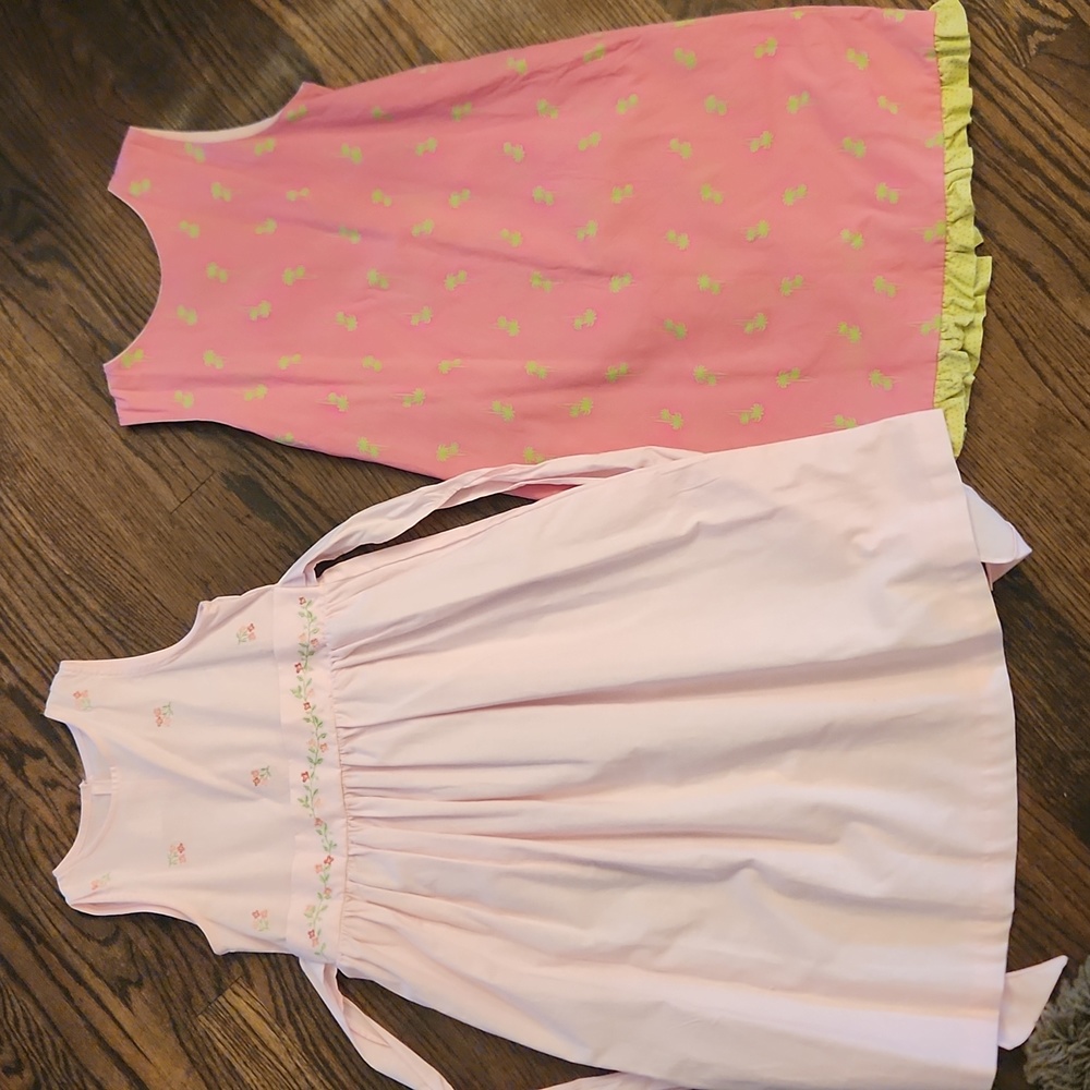 Lot 2 Big Girls Size 7 Smocked Dresses